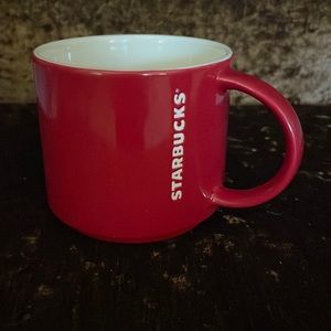Starbucks Coffee Cup Mug Red w/ White Embossed Lettering 12 oz 2012